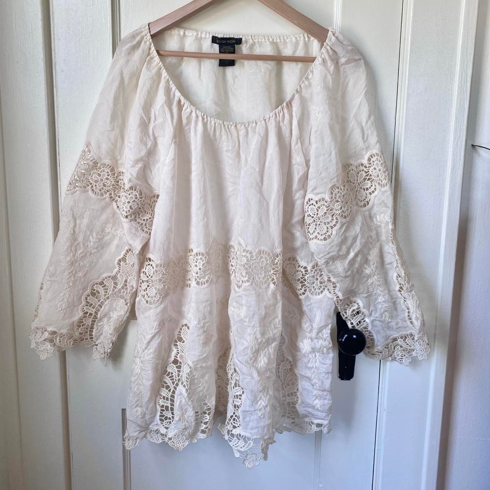 Vintage 90s y2k boho lace flowy top